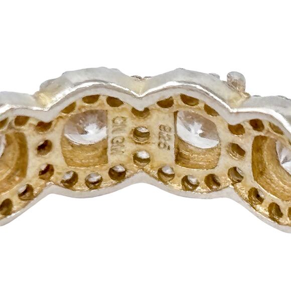 Gold-Tone Cubic Zirconia Eternity Wedding Band | Sterling Silver 925 | Size 7 - Picture 6 of 9